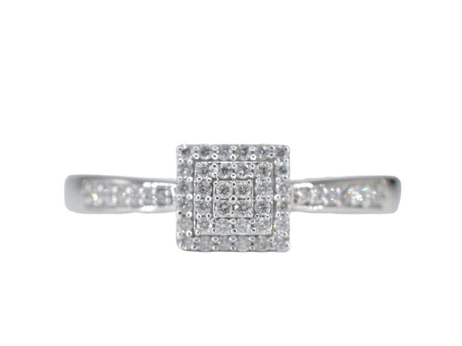 Bague 54 Bague entourage en or blanc 14 carats avec diamants 58 Facettes 2007