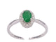 Bague 54 Bague entourage en or blanc 14 carats avec diamants et émeraude 58 Facettes 2012
