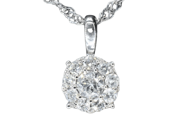Pendentif Pendentif en or blanc 14 carats avec diamants 58 Facettes 2074