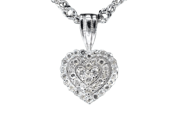 Pendentif Pendentif cœur en or blanc et diamants 58 Facettes 2078