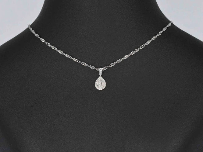 Pendentif Pendentif goutte en or blanc 14 carats avec diamant 58 Facettes 2077