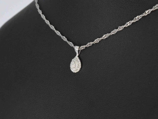 Pendentif Pendentif goutte en or blanc et diamants 58 Facettes 2077