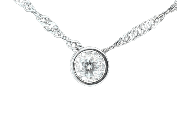 Pendentif Pendentif en or blanc 14 carats avec diamant taille brillant 58 Facettes 2089