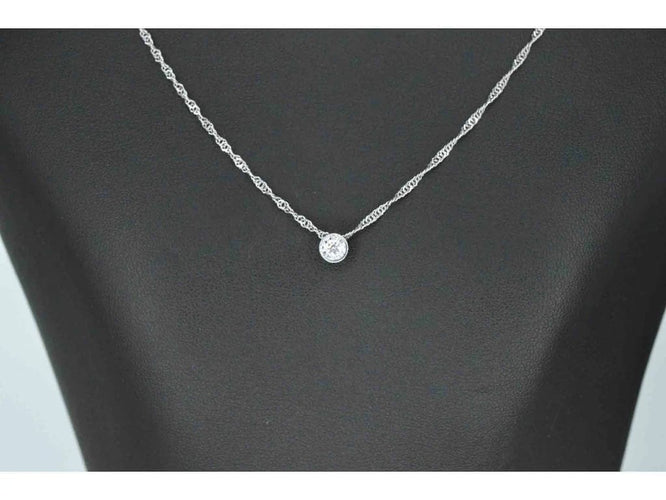 Pendentif Pendentif en or blanc 14 carats avec diamant taille brillant 58 Facettes 2089