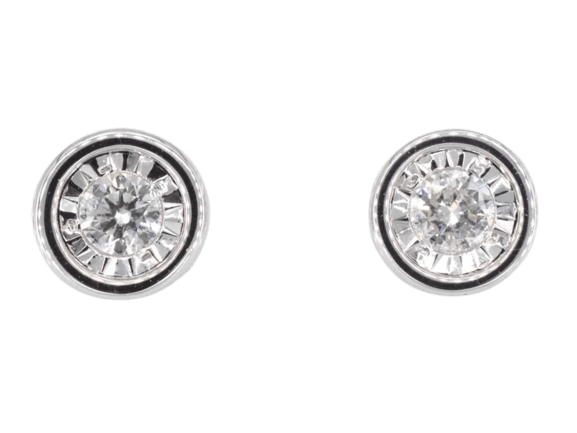 Boucles d'oreilles Boucles d’oreilles en or blanc 14 carats avec diamant taille brillant 58 Facettes 2090