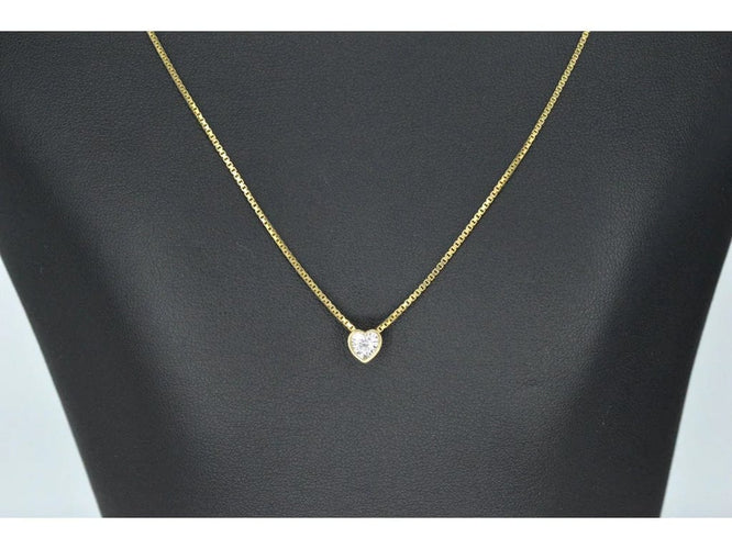 Pendentif Pendentif en or 14 carats avec diamant taille brillant cœur 58 Facettes 2098