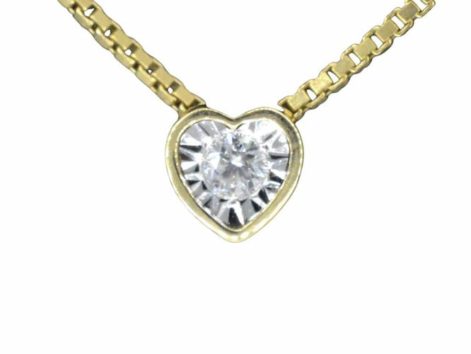 Pendentif Pendentif en or 14 carats avec diamant taille brillant cœur 58 Facettes 2098