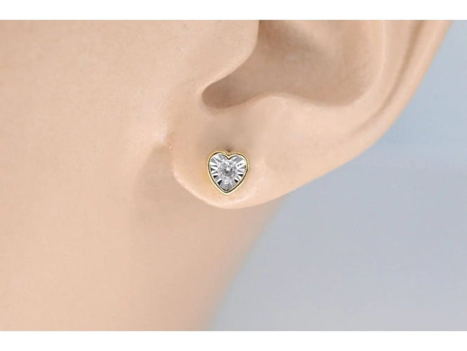 Boucles d'oreilles Boucles d'oreilles en or 14 carats avec diamant taille brillant cœur 58 Facettes 2099