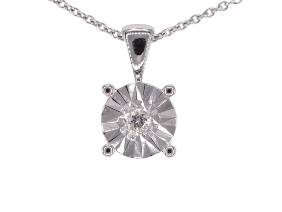 Pendentif Pendentif en or blanc 14 carats avec diamant taille brillant 58 Facettes 2190