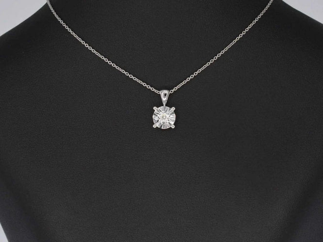 Pendentif Pendentif en or blanc 14 carats avec diamant taille brillant 58 Facettes 2190