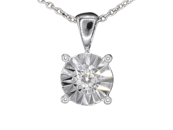 Pendentif Pendentif en or blanc 14 carats avec diamant taille brillant 58 Facettes 2190