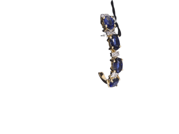 Boucles d'oreilles Boucles d’oreilles en or 14 carats avec diamants et saphir 58 Facettes 2131