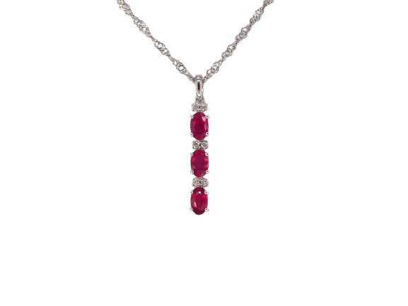 Pendentif Pendentif en or blanc 14 carats avec diamants et rubis 58 Facettes 2138