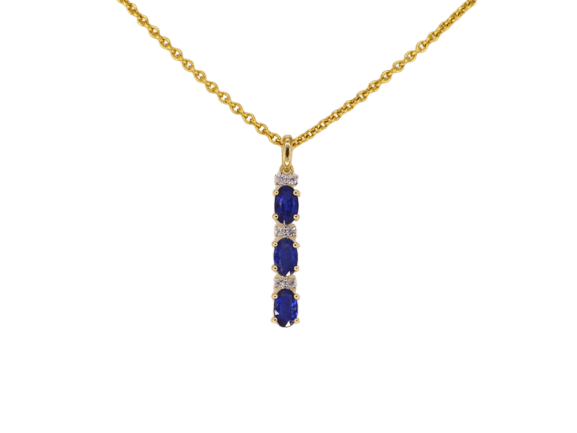Pendentif Pendentif en or 14 carats avec diamants et saphir 58 Facettes 2137