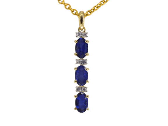 Pendentif Pendentif en or 14 carats avec diamants et saphir 58 Facettes 2137