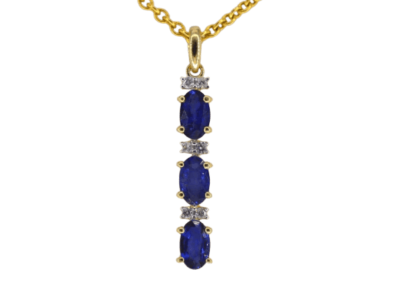 Pendentif Pendentif en or 14 carats avec diamants et saphir 58 Facettes 2137