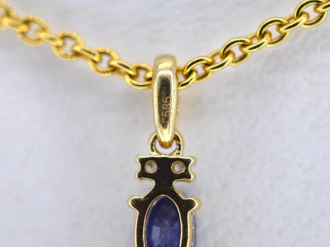 Pendentif Pendentif en or 14 carats avec diamants et saphir 58 Facettes 2137