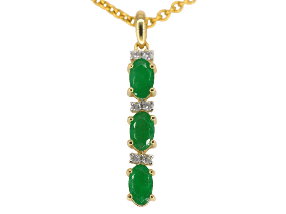 Pendentif Pendentif en or 14 carats avec diamant et émeraude 58 Facettes 2141