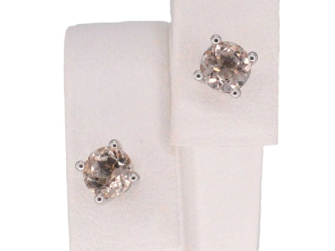 Boucles d'oreilles Boucles d’oreilles en or blanc 14 carats avec morganite 58 Facettes 2195