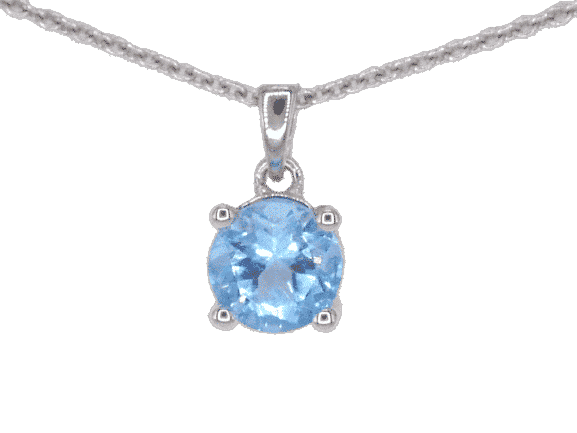 Pendentif Pendentif en or blanc 14 carats avec topaze 0,90 ct 58 Facettes 2202