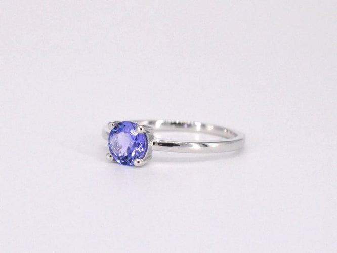 Bague 54 Bague en or blanc 14 carats avec tanzanite et diamant 58 Facettes 2200