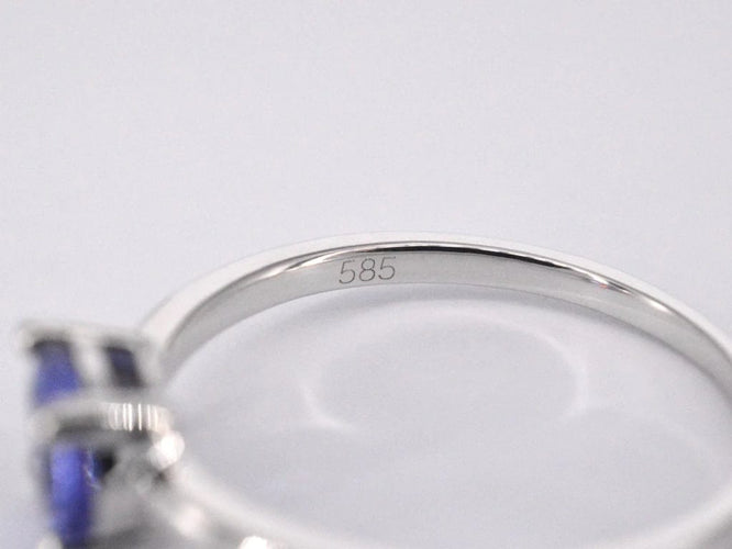Bague 54 Bague en or blanc 14 carats avec tanzanite et diamant 58 Facettes 2200