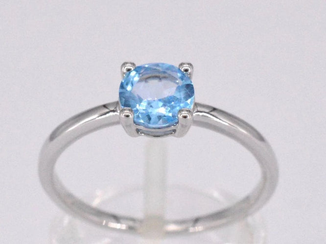 Bague 54 Bague en or blanc 14 carats avec topaze taille brillant 58 Facettes 2203