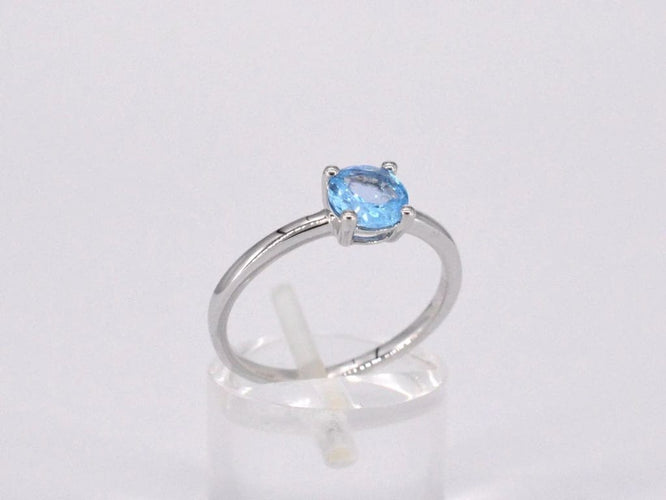 Bague 54 Bague en or blanc 14 carats avec topaze taille brillant 58 Facettes 2203