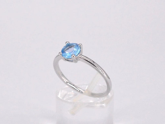 Bague 54 Bague en or blanc 14 carats avec topaze taille brillant 58 Facettes 2203