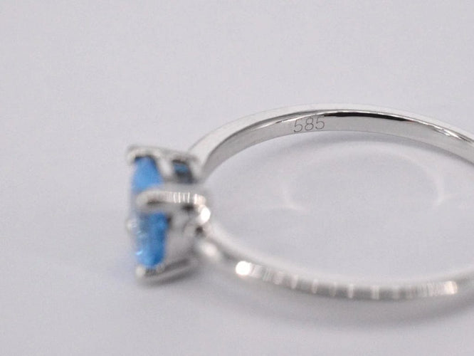 Bague 54 Bague en or blanc 14 carats avec topaze taille brillant 58 Facettes 2203