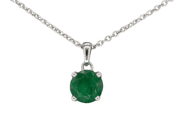 Pendentif Pendentif en or blanc 14 carats avec émeraude 58 Facettes 2205