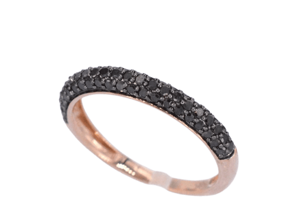 Bague 54 Bague en or rose 14 carats avec diamants noirs taille brillant 58 Facettes 2224