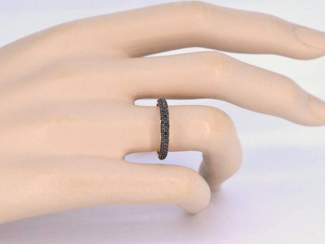 Bague 54 Bague en or rose 14 carats avec diamants noirs taille brillant 58 Facettes 2224