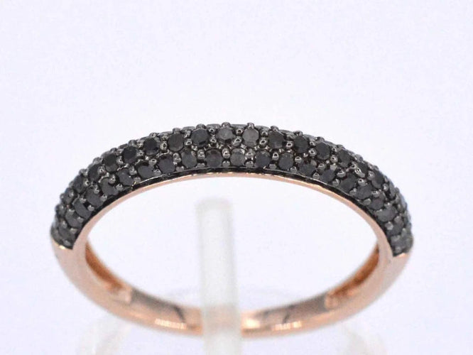 Bague 54 Bague en or rose 14 carats avec diamants noirs taille brillant 58 Facettes 2224