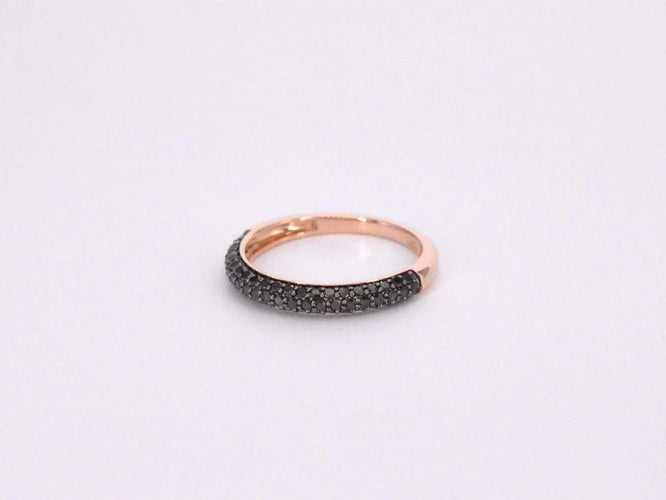 Bague 54 Bague en or rose 14 carats avec diamants noirs taille brillant 58 Facettes 2224