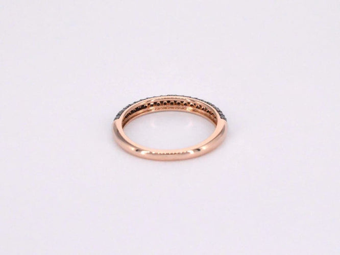 Bague 54 Bague en or rose 14 carats avec diamants noirs taille brillant 58 Facettes 2224