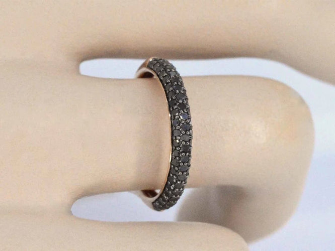 Bague 54 Bague en or rose 14 carats avec diamants noirs taille brillant 58 Facettes 2224