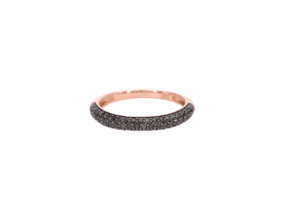 Bague 54 Bague en or rose 14 carats avec diamants noirs taille brillant 58 Facettes 2224
