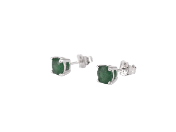 Boucles d'oreilles Boucles d'oreilles en or blanc 14 carats avec émeraude 58 Facettes 2204