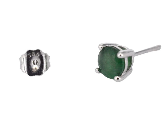 Boucles d'oreilles Boucles d'oreilles en or blanc 14 carats avec émeraude 58 Facettes 2204