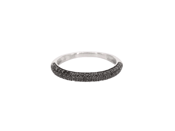 Bague 54 Bague en or blanc 14 carats avec diamants noirs taille brillant 58 Facettes 2225