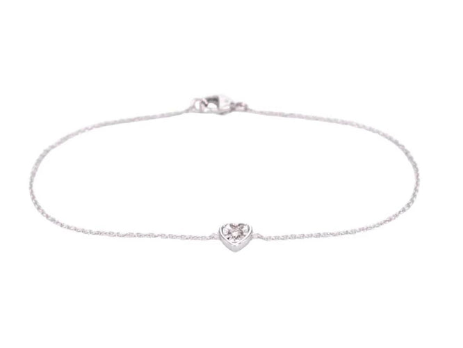 Bracelet Bracelet cœur en or blanc 14 carats avec diamant 0,10 ct 58 Facettes 2232