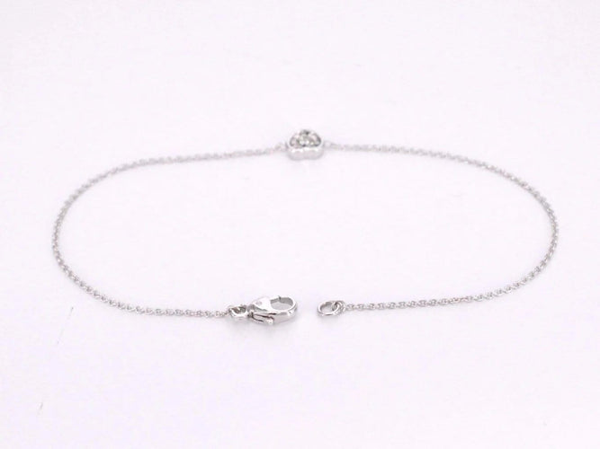 Bracelet Bracelet cœur en or blanc 14 carats avec diamant 0,10 ct 58 Facettes 2232