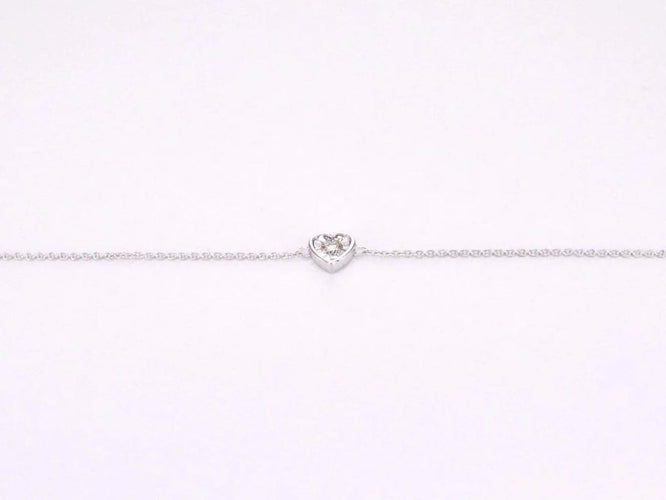 Bracelet Bracelet cœur en or blanc 14 carats avec diamant 0,10 ct 58 Facettes 2232