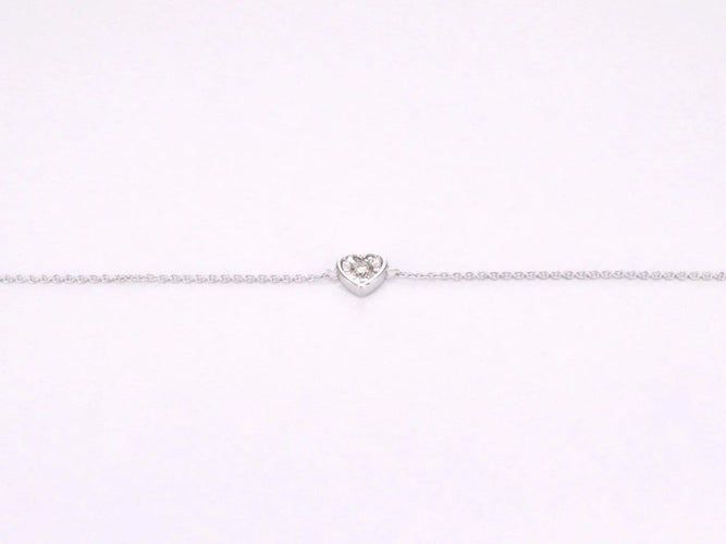 Bracelet Bracelet cœur en or blanc 14 carats avec diamant 0,10 ct 58 Facettes 2232