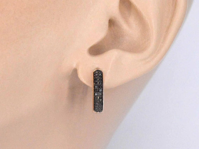 Boucles d'oreilles Boucles d'oreilles en or rose 14 carats avec diamant noir 58 Facettes 2226