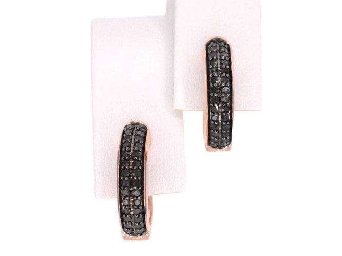 Boucles d'oreilles Boucles d'oreilles en or rose 14 carats avec diamant noir 58 Facettes 2226