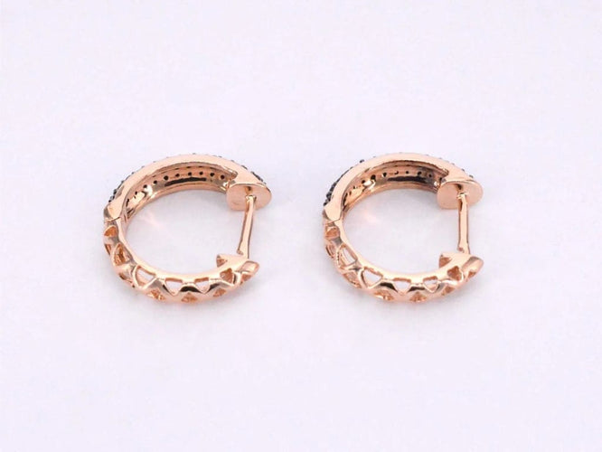 Boucles d'oreilles Boucles d'oreilles en or rose 14 carats avec diamant noir 58 Facettes 2226