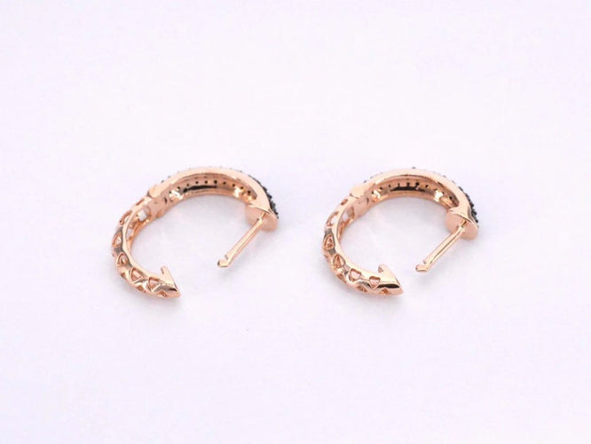 Boucles d'oreilles Boucles d'oreilles en or rose 14 carats avec diamant noir 58 Facettes 2226