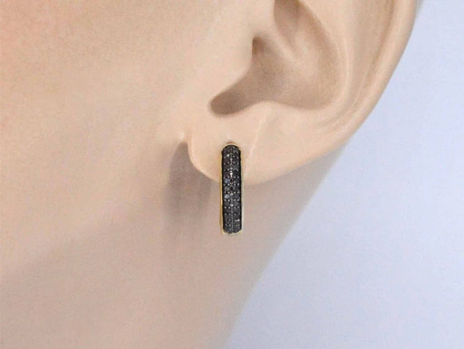 Boucles d'oreilles Boucles d'oreilles en or 14 carats avec diamant noir 58 Facettes 2228